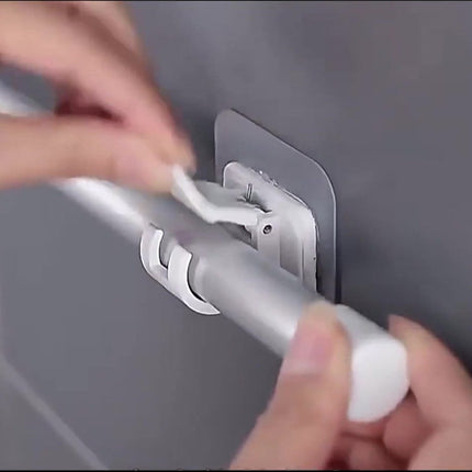 Curtain Rod Holder - 10 Pieces Curtain Rod Hooks - Hanging Curtain Rails/Curtain Rods - Super Adhesion - No Glue Residue - Hanging Hooks/Small Hooks - Black - Bathroom - Self-Adhesive Hooks - Load Capacity 10kg - No Drilling Required.