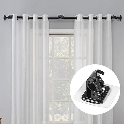 Curtain Rod Holder - 10 Pieces Curtain Rod Hooks - Hanging Curtain Rails/Curtain Rods - Super Adhesion - No Glue Residue - Hanging Hooks/Small Hooks - Black - Bathroom - Self-Adhesive Hooks - Load Capacity 10kg - No Drilling Required.