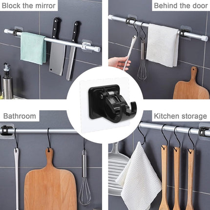 Curtain Rod Holder - 10 Pieces Curtain Rod Hooks - Hanging Curtain Rails/Curtain Rods - Super Adhesion - No Glue Residue - Hanging Hooks/Small Hooks - Black - Bathroom - Self-Adhesive Hooks - Load Capacity 10kg - No Drilling Required.
