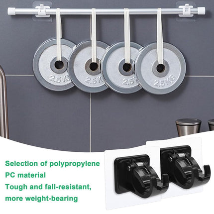 Curtain Rod Holder - 10 Pieces Curtain Rod Hooks - Hanging Curtain Rails/Curtain Rods - Super Adhesion - No Glue Residue - Hanging Hooks/Small Hooks - Black - Bathroom - Self-Adhesive Hooks - Load Capacity 10kg - No Drilling Required.