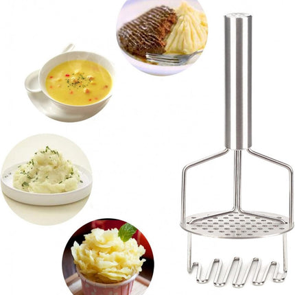 Potato Press - Stainless Steel - Potato Masher - Puree Masher - Puree Squeezer - Non-Stick - Mashed Potato Masher - Double Layer Pressing - Dishwasher Safe - Robust and Durable - Automatic Rebound.