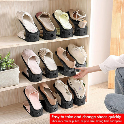 Shoe Storage System - 4 Pieces - Shoe Storage - Shoe Rack - Shoe Cabinet - Shoe Organizer - Storage System - Adjustable - Shoe Rack Shoe Cabinet - Black.