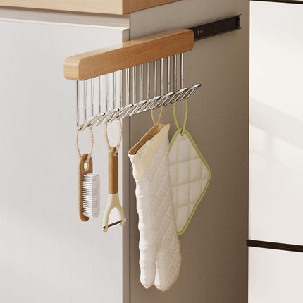 Clothes Hangers - Clothes Rod - Extendable - Hook Extendable Clothes Hanger - Non-Slip Coat Racks With 8 Hooks - Multifunctional Hanger - Multifunctional Sliding Rack - For Bras, Ties, Tank Top, Scarf, Jewelry - 31x8 Cm - 1 Piece.
