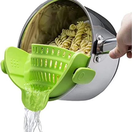 Silicone Colander - Kitchen Draining Lid - Draining Aid - Silicone - BPA Free - Safe Hands-Free Draining - Colander - Safe Draining - Solid Compact Kitchen Draining Lid - Draining Lid - Green - Dishwasher Safe - For All Sizes of Pans.