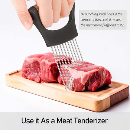 Onion Comb - 2 Pieces - Onion Slicer - Vegetable Slicer - Stainless Steel - Tomato Slicer - Potato Slicer - Finger Guard - Cutting Aid for Onions, Potatoes and Vegetables - Onion Cutting Tool - Egg Slicer - Manual - Onions - Slicer - Comb.