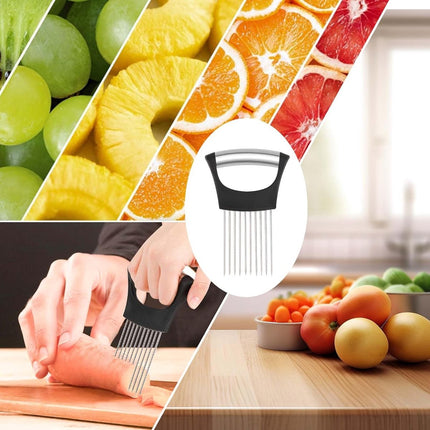 Onion Comb - 2 Pieces - Onion Slicer - Vegetable Slicer - Stainless Steel - Tomato Slicer - Potato Slicer - Finger Guard - Cutting Aid for Onions, Potatoes and Vegetables - Onion Cutting Tool - Egg Slicer - Manual - Onions - Slicer - Comb.