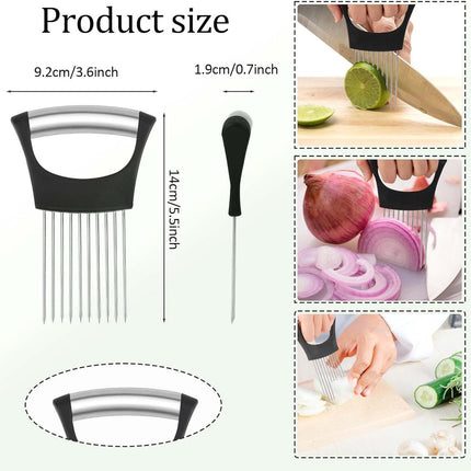 Onion Comb - 2 Pieces - Onion Slicer - Vegetable Slicer - Stainless Steel - Tomato Slicer - Potato Slicer - Finger Guard - Cutting Aid for Onions, Potatoes and Vegetables - Onion Cutting Tool - Egg Slicer - Manual - Onions - Slicer - Comb.