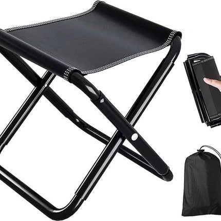 Camping Chair - Beach Chair - Fishing Chair - Folding Chair - Travel Stool - Mini Pocket Stool - Camping Chair - Garden Chair - Foldable Picnic Chair - Portable - Fits in Pocket - Up to 100kg - Foldable - Lightweight - Includes Carrying Bag - Black.