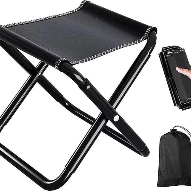 Camping Chair - Beach Chair - Fishing Chair - Folding Chair - Travel Stool - Mini Pocket Stool - Camping Chair - Garden Chair - Foldable Picnic Chair - Portable - Fits in Pocket - Up to 100kg - Foldable - Lightweight - Includes Carrying Bag - Black.