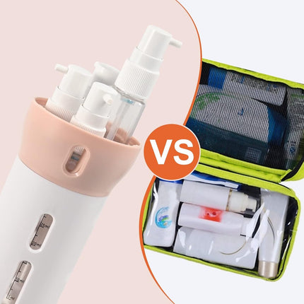 Travel Bottle - Travel Bottles - Travel Flasks - Travel Dispenser - Travel Bottle - 4 In 1 Soap Dispenser - Shampoo and Soap Dispenser - 4 In 1 Dispenser - 4 Bottles of 40 ml - Leakproof - Refillable - Travel Accessories - Pink.