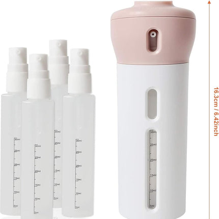 Travel Bottle - Travel Bottles - Travel Flasks - Travel Dispenser - Travel Bottle - 4 In 1 Soap Dispenser - Shampoo and Soap Dispenser - 4 In 1 Dispenser - 4 Bottles of 40 ml - Leakproof - Refillable - Travel Accessories - Pink.