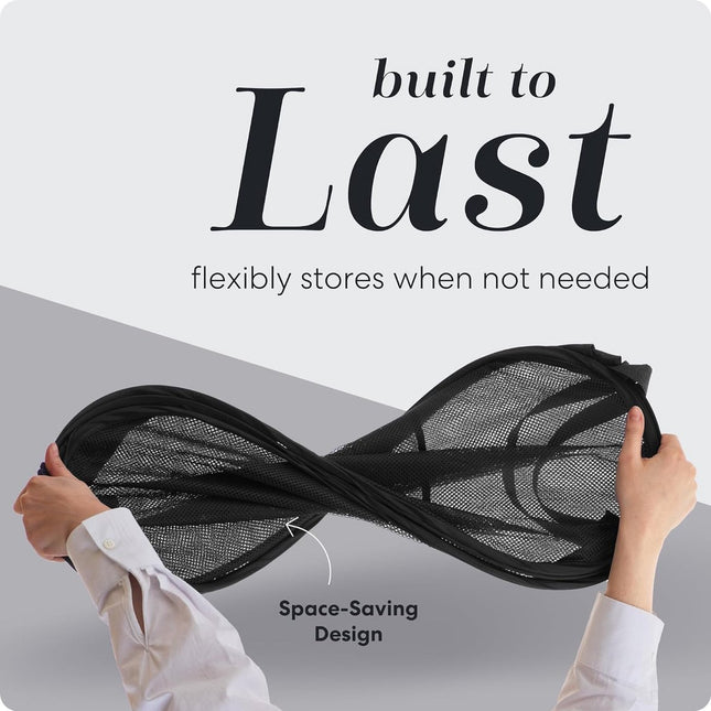 Foldable Laundry Basket - 60 x 30cm - Laundry Baskets - Mesh - Breathable - Durable - Laundry Sorter - Laundry Box - Clothes Organizer - Laundry Basket - Dirty Clothes Basket - Storage Basket - Foldable Laundry Basket - Black - Portable - Space-Saving Lau.