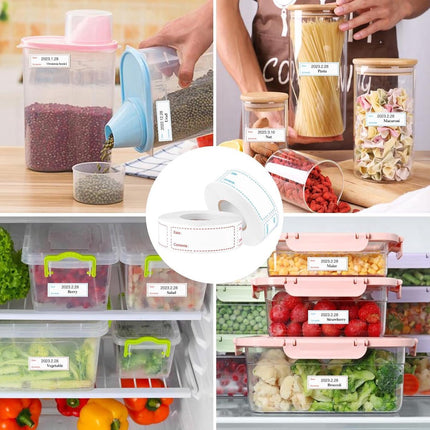 Writable Freezer Labels - 2x 150 Stickers - Label Stickers - Freezer Labels - Each 7.5 X 2.5cm - On a Roll Labels - Shelf Life Labels - Planner Stickers - Freezer Containers - For Containers/Boxes/Bags - White - Waterproof & Oil Resistant.