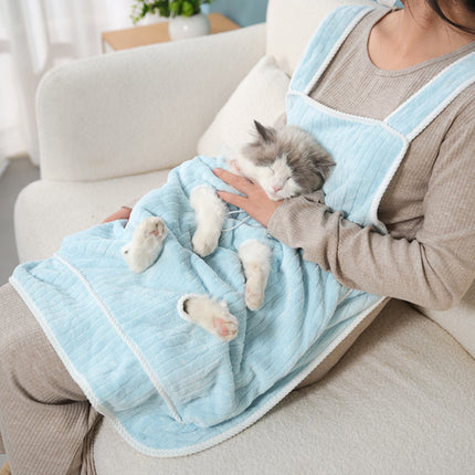 Cat Carrier Bag - Pocket Carrier Sling - Cat Carrying Apron - Carrier Bag for Cats - Portable Cat Bag for Holding Kittens - Pet Transport Apron with Holes - Adjustable Cat Carrier Bag - Blue - 1 Piece.