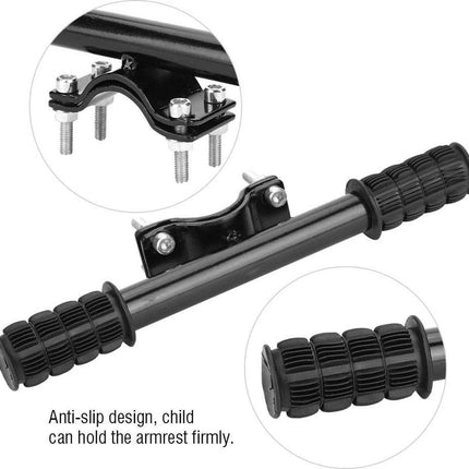 Child Handlebar Stem - Extra Child Handlebar for Front Seat - Secure Grip on the Bike - Handlebar Bracket for Bicycle Accessories - Backrest Bikes - Armrest Frame - Easy to Install - 23cm - Black - 1 Piece.