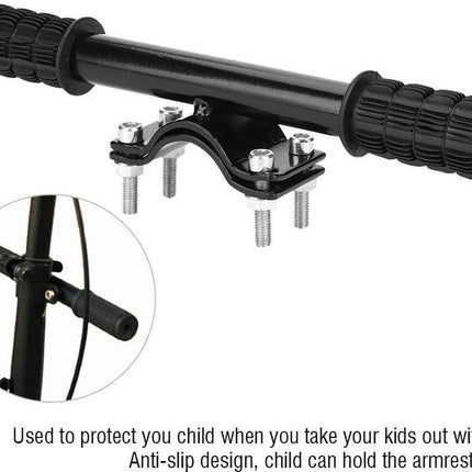 Child Handlebar Stem - Extra Child Handlebar for Front Seat - Secure Grip on the Bike - Handlebar Bracket for Bicycle Accessories - Backrest Bikes - Armrest Frame - Easy to Install - 23cm - Black - 1 Piece.