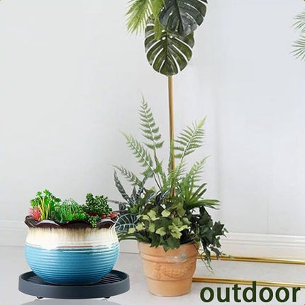 Round Flowerpot Mover - 19.3 Cm - Rolling Plant Pallet - Round Dark Grey Saucer With 4 Wheels - Plant Stand Planter Caddies - For Moving Potted Planters - For Garden, Patio, Courtyard, Terrace - Load Capacity 40 Kg - 1 Piece.