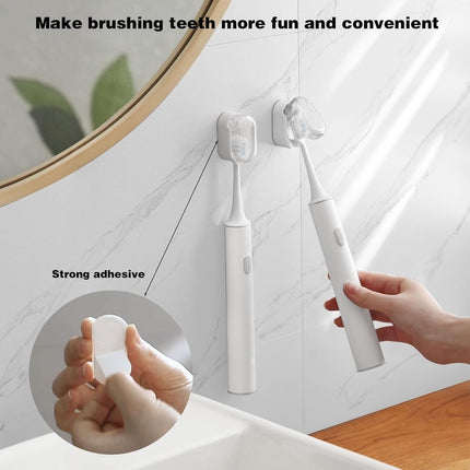 Toothbrush Holder - 4 Pieces - Electric Toothbrush Holder - Toothbrush Holder - Universal - No Drilling Required - Wall-Mounted - Brush Head Holder - Self-Adhesive Hanging Holder - Toothbrush Holder - Suitable for All Toothbrushes - White.