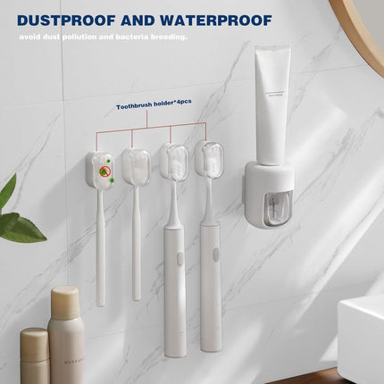 Toothbrush Holder - 4 Pieces - Electric Toothbrush Holder - Toothbrush Holder - Universal - No Drilling Required - Wall-Mounted - Brush Head Holder - Self-Adhesive Hanging Holder - Toothbrush Holder - Suitable for All Toothbrushes - White.