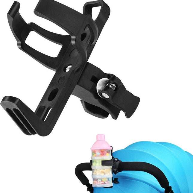 Bicycle Cup Holder - Bicycle Bottle Holder with Clamp - Universal Stroller Cup Holder - Buggy Cup Holder - Can Holder - Stroller Cup Holder - Wheelchair Cup Holder - 360° Rotation - For Bicycles, Mountain Bikes, Strollers, and Wheelchairs - Black.