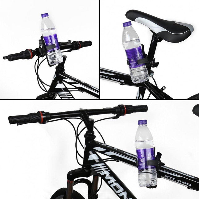 Bicycle Cup Holder - Bicycle Bottle Holder with Clamp - Universal Stroller Cup Holder - Buggy Cup Holder - Can Holder - Stroller Cup Holder - Wheelchair Cup Holder - 360° Rotation - For Bicycles, Mountain Bikes, Strollers, and Wheelchairs - Black.