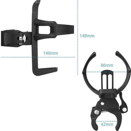 Bicycle Cup Holder - Bicycle Bottle Holder with Clamp - Universal Stroller Cup Holder - Buggy Cup Holder - Can Holder - Stroller Cup Holder - Wheelchair Cup Holder - 360° Rotation - For Bicycles, Mountain Bikes, Strollers, and Wheelchairs - Black.
