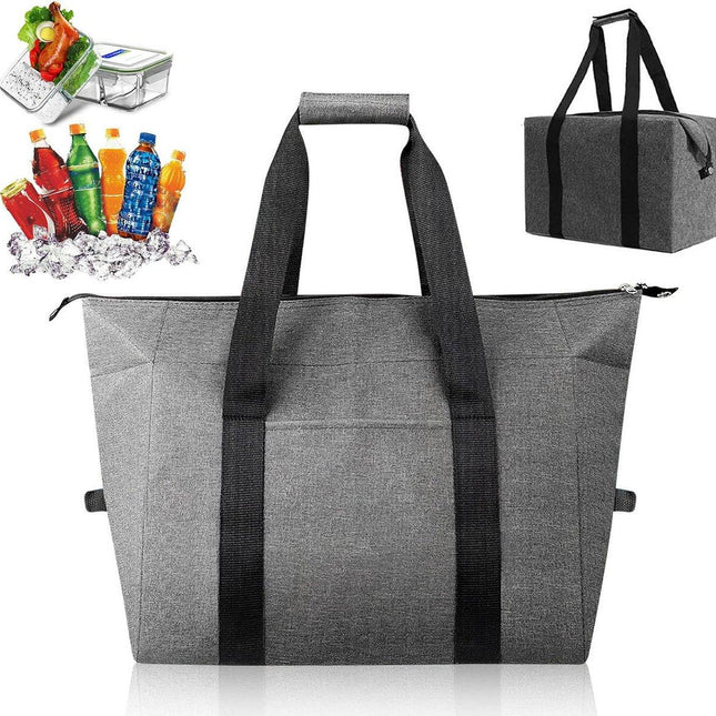 Cooler Bags - Lunch Bag - Foldable Cooler Bag - 20 L - 30x27x19 Cm - Insulation - 300D Oxford Cloth - Handle Strap - Cooler Bag - Lunch Bag - Insulated Cooler Bag - Picnic Bag - Cooler Bag Lunch - Handbag - Shopping Bag - Grey - Sustainable.