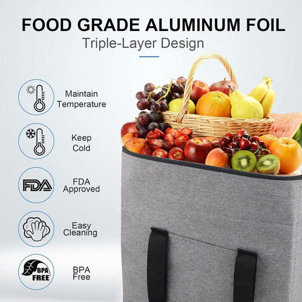 Cooler Bags - Lunch Bag - Foldable Cooler Bag - 20 L - 30x27x19 Cm - Insulation - 300D Oxford Cloth - Handle Strap - Cooler Bag - Lunch Bag - Insulated Cooler Bag - Picnic Bag - Cooler Bag Lunch - Handbag - Shopping Bag - Grey - Sustainable.