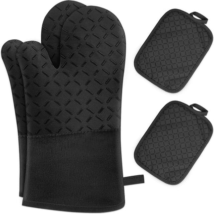 Oven Mitts - 4-piece - Professional Oven Gloves - Practical Pot Holders - Cooking Gloves - Heat Resistant - Christmas Gift - Fire Retardant - heat - insulation - Comfortable - Safe - very for Festivals / Parties / Baking / Grilling.