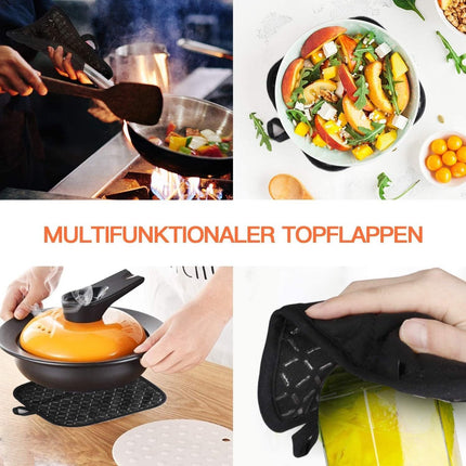 Oven Mitts - 4-piece - Professional Oven Gloves - Practical Pot Holders - Cooking Gloves - Heat Resistant - Christmas Gift - Fire Retardant - heat - insulation - Comfortable - Safe - very for Festivals / Parties / Baking / Grilling.