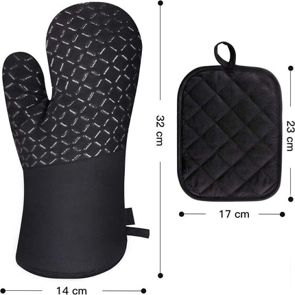 Oven Mitts - 4-piece - Professional Oven Gloves - Practical Pot Holders - Cooking Gloves - Heat Resistant - Christmas Gift - Fire Retardant - heat - insulation - Comfortable - Safe - very for Festivals / Parties / Baking / Grilling.
