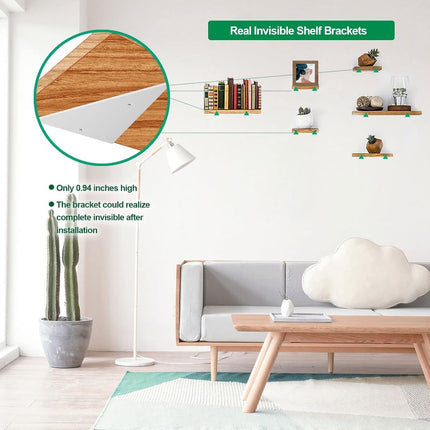 Shelf Brackets - 4 Pieces - Triangular Shelf Bracket - Wall Bracket - Wall Brackets - 80*100mm - Steel - Invisible - Triangular - Incl. Mounting Material - Floating Shelf Holder Wall Bracket - Metal Shelf Brackets - White - For Living Room, Bedroom, Garag.