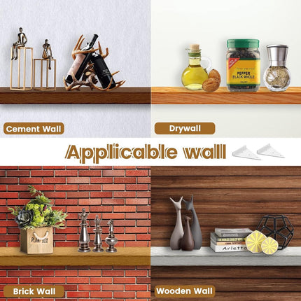 Shelf Brackets - 4 Pieces - Triangular Shelf Bracket - Wall Bracket - Wall Brackets - 80*100mm - Steel - Invisible - Triangular - Incl. Mounting Material - Floating Shelf Holder Wall Bracket - Metal Shelf Brackets - White - For Living Room, Bedroom, Garag.