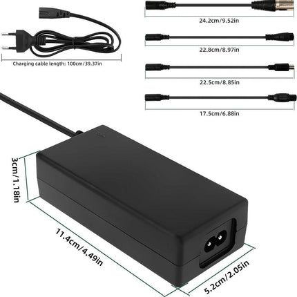 Electric Bike Charger - Charger for Electric Scooters - 36V/42V 2A Universal Charger - With 4 Battery Charger Connectors - Battery Charger - Hoverboard Drift Trikes - Electric Scooter Hoverboard Balance Bike - Suitable for Xiaomi Mi Mijia M365 - 84W Max.