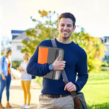 Project Folder - A4 - Foldable File Folder with Tabs - 13 Compartments - Storage Folder/Sorting Folder - Compartment Folder - Durable Plastic Document Folder - Writing Folder with Zipper - Conference Folder - Work Folder - Document Folder - Orange - Porta.