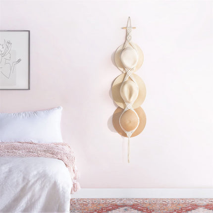 Hat Rack - Cap Rack - Adjustable Coat Rack - Hat Rack - Hat Hanger - Cap Rack Storage System - Macrame Wall Hat Rack - Handwoven Decorative Wide Brim Cap Holder - 2 Pieces.