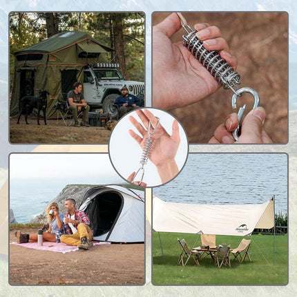 4x Tent Tension Spring - Camping Tent - Tension Spring - Sun Sail - Awning Tension Springs - High-Strength Spring Buckle - Mounting Accessories for Camping Tents - Double Hook Tension Spring - Spring for Tents, Awnings, Boats, Caravans - Sturdy & Durable.