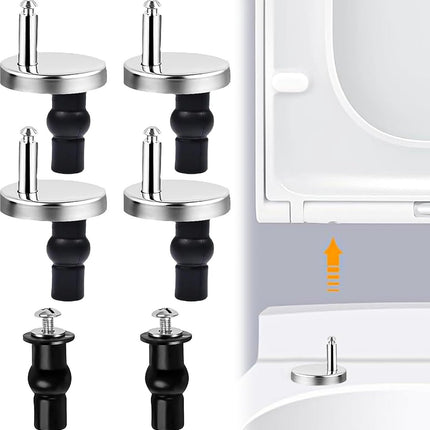 Toilet Seat Hinges - 4 Pieces - Toilet Seat Hinge Set - Universal Hinges for Toilet Seat - Toilet Seat Installation Mounting Kit - Stainless Steel - Adjustable - Easy to Install - Replacement Hinges for Toilet Seat - Hinge Replacement Set.