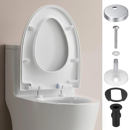 Toilet Seat Hinges - 4 Pieces - Toilet Seat Hinge Set - Universal Hinges for Toilet Seat - Toilet Seat Installation Mounting Kit - Stainless Steel - Adjustable - Easy to Install - Replacement Hinges for Toilet Seat - Hinge Replacement Set.