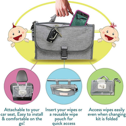 Baby Changing Mat On the Go - Changing Mat - Portable Changing Mat - Foldable - Diaper Bag - Diaper Pouch - Baby - Perfect Baby Shower Gift - Spacious & Water Resistant - Comfortable.