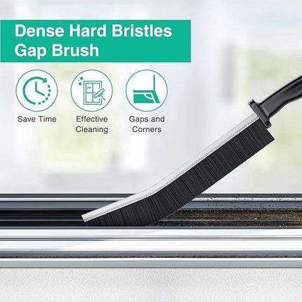 3x Hard-bristled Crevice Brush - Long Handle - Grout Brush - Narrow Cleaning Brush - Gap Cleaner - Household Cleaning Tools - Universal - For Hard-to-Reach Places - Hand Brush - Scrubbing Brush - Crevice Brush.