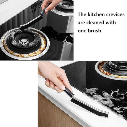 3x Hard-bristled Crevice Brush - Long Handle - Grout Brush - Narrow Cleaning Brush - Gap Cleaner - Household Cleaning Tools - Universal - For Hard-to-Reach Places - Hand Brush - Scrubbing Brush - Crevice Brush.