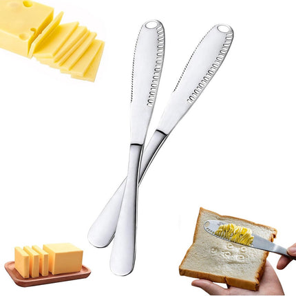 Butter Knives - 2 Pieces - Butter Knife - Spreading Knives - Small Spreading Knives - Tapas Knives - Dessert Knives - Stainless Steel - Butter - Knife - Kitchen Utensils - For Butter, Cheese, Jam, Cream - Silver.