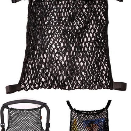 Stroller Net - Stroller/Buggy Net - Buggy Stroller Organizer - Universal - Buggy Bag Organizer - Hanging Mesh Storage Bag - Stretch Material - 35x30 Cm - Black - 1 Piece.