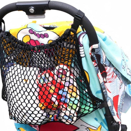 Stroller Net - Stroller/Buggy Net - Buggy Stroller Organizer - Universal - Buggy Bag Organizer - Hanging Mesh Storage Bag - Stretch Material - 35x30 Cm - Black - 1 Piece.