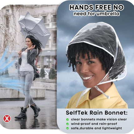 Waterproof Hat - 2-Piece - Portable Rain Cover - Protect Your Hair - Rain Hat - Head Umbrella - Foldable - Rain - Rainproof - Outdoor - White and Black - for Festival / Halloween / World Cup / King's Day / Daily / Travel / Camping / Concert.