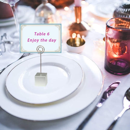 Photo Holders - Clip Photo Holders - Photo Holder with Clip - Memo Holder - Table Card Holders - For Guest Gifts, Weddings, Births, Baptisms, Birthdays, Christmas, Communion - Silver - 10 Pieces.