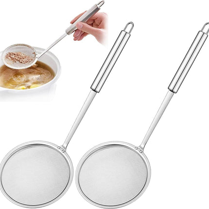 Skimmer - 2 Pieces - Deep-frying Spoon - Deep-frying Scoop - Food Sieve - Skimmer Spoon - Colander Spoon - Draining Potatoes/Vegetables/Pasta - Cooking Supplies - Kitchen Tools - Skimmer Spoon - Sieve - Colander - Hanging - With Handle - ø14 cm - Stainles.