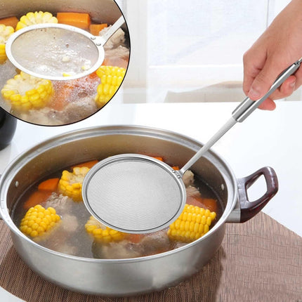 Skimmer - 2 Pieces - Deep-frying Spoon - Deep-frying Scoop - Food Sieve - Skimmer Spoon - Colander Spoon - Draining Potatoes/Vegetables/Pasta - Cooking Supplies - Kitchen Tools - Skimmer Spoon - Sieve - Colander - Hanging - With Handle - ø14 cm - Stainles.