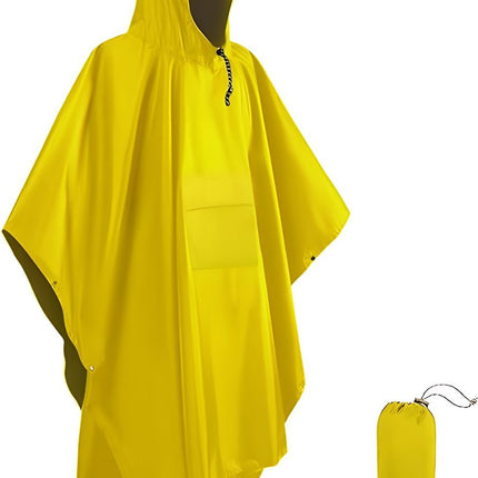 Poncho - Raincoat - Waterproof - Quick-drying - Breathable - Portable - Tear-resistant - Foldable - Lightweight - Reusable - Women's & Men's Cycling Rain Poncho - Bicycle Poncho - Yellow - With Pocket - Hood and Snap - Multifunctional 3 in 1 Poncho.